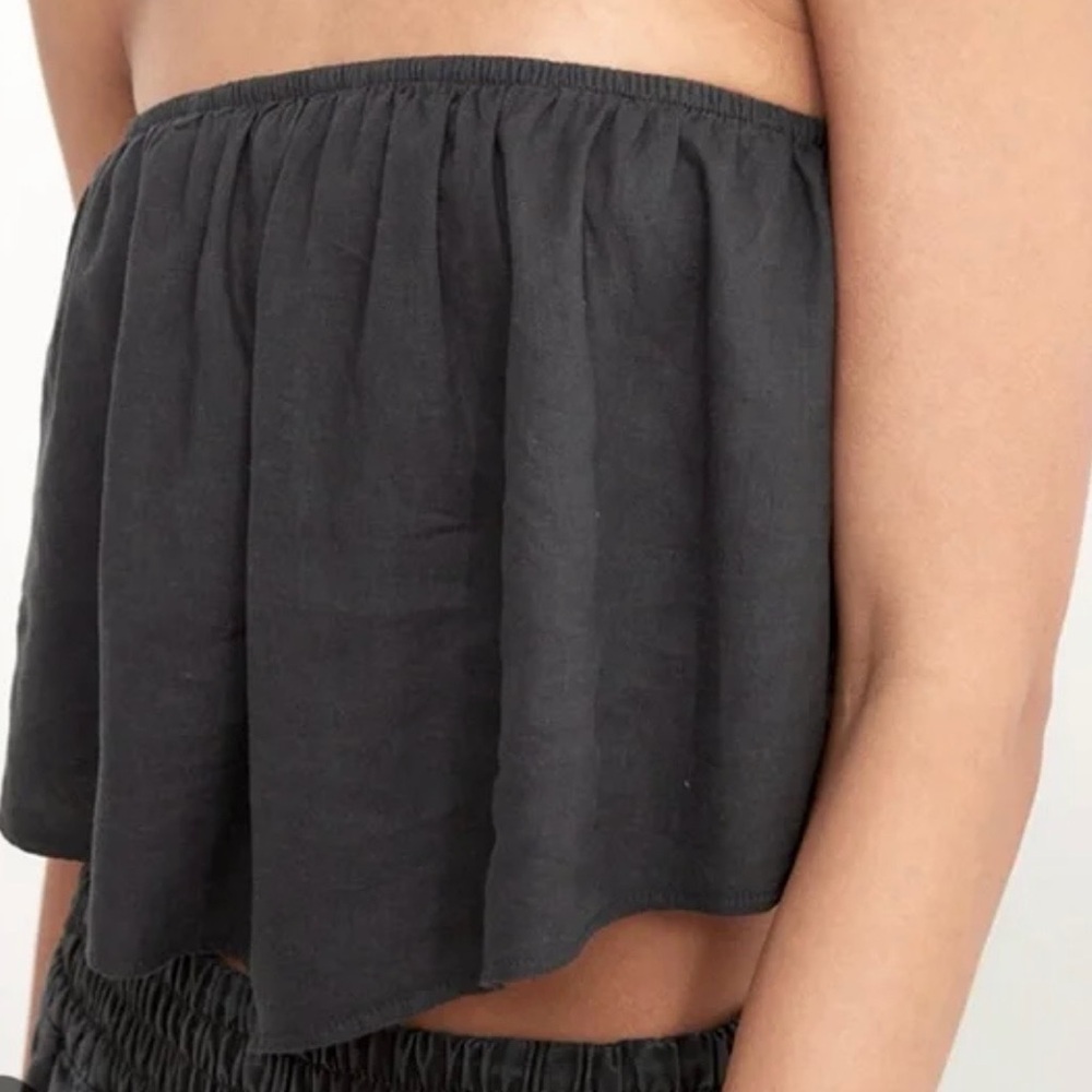 Aerie Linen Blend Crop Top Bandeau Large NWT Gray
